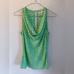 Banana Republic Green/White Drape Sleeveless Blouse Sz 4